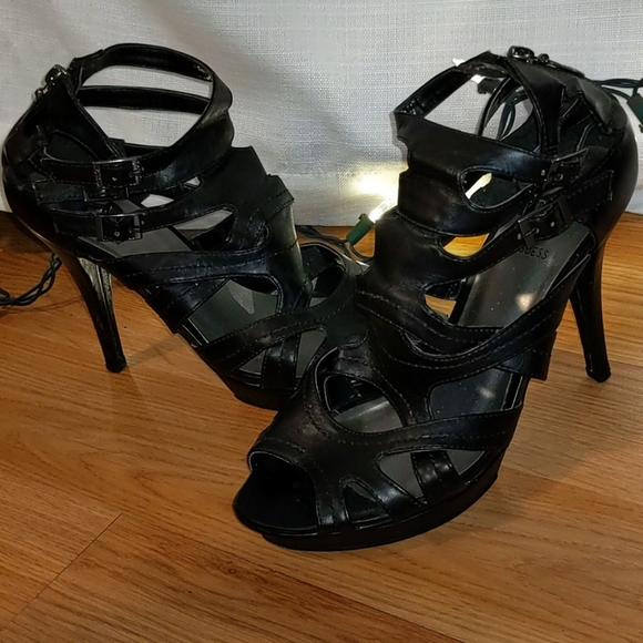 Guess Strappy Black Heels - Picture 1 of 5